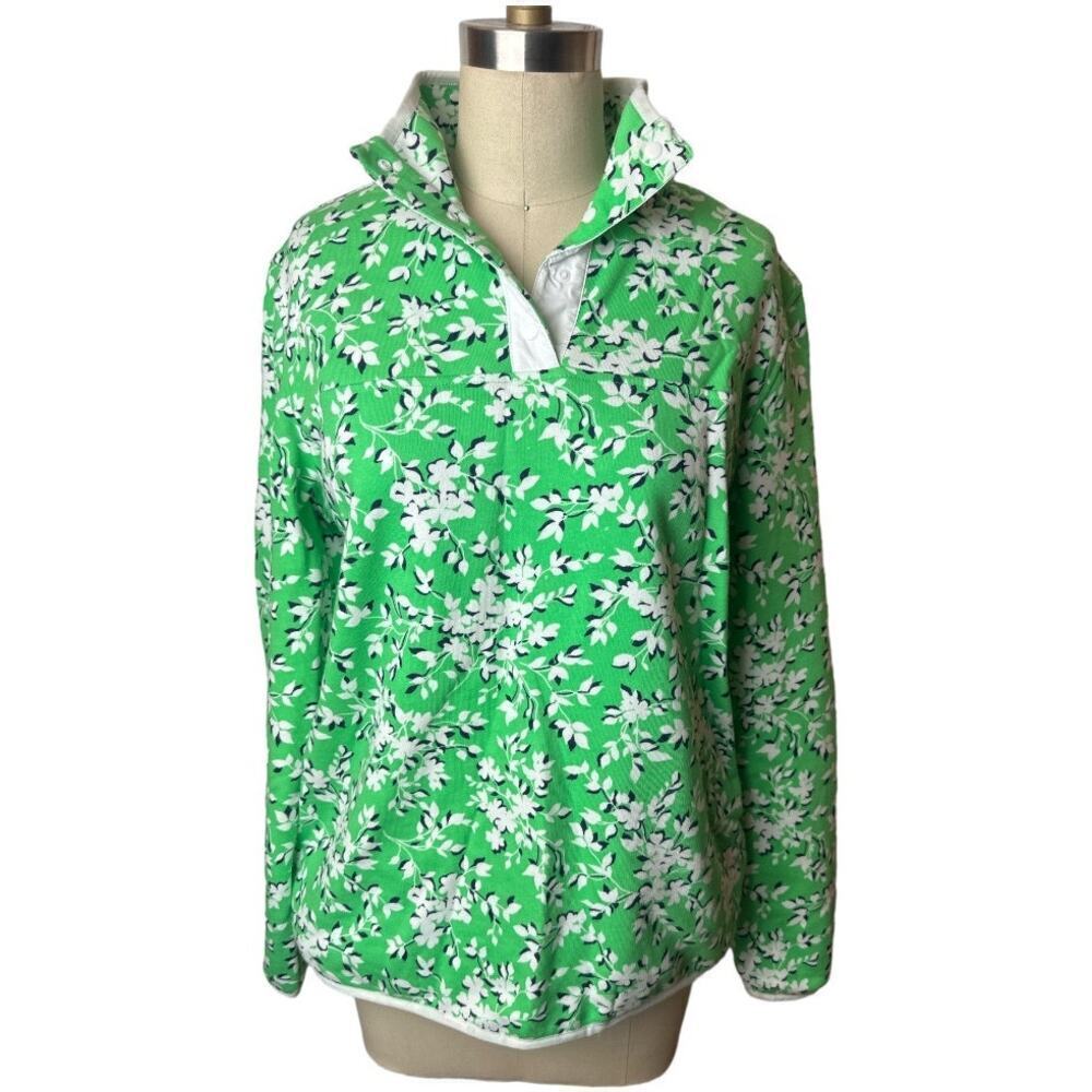 Draper James Land's End Green Floral Sweatshirt Women's Size S